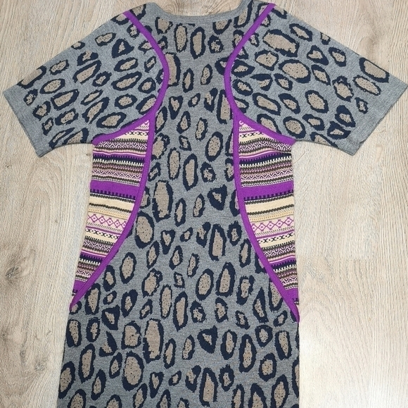 Vintage Jacquard Knit Dress, Fair Isle Mini Sweater Dress, Animal Print Knit - Picture 2 of 4